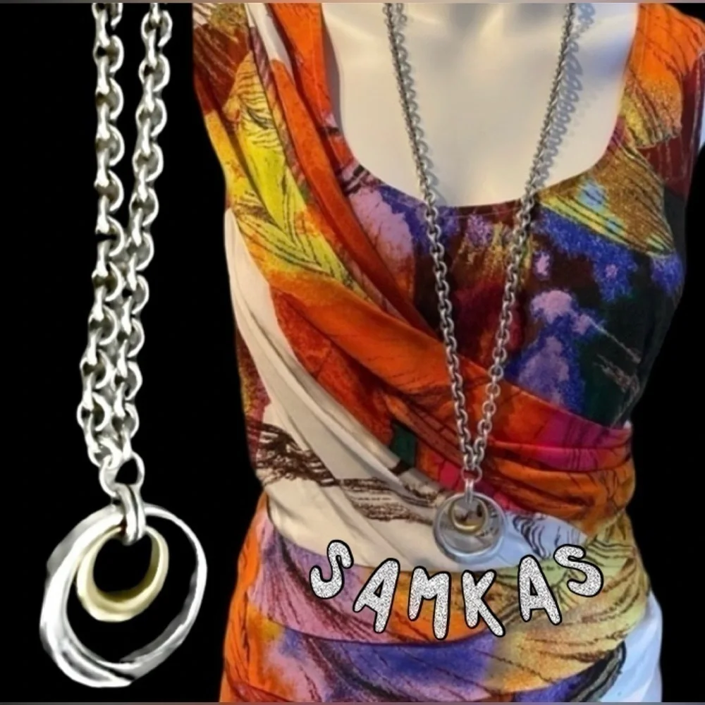 SAMKAS STATEMENT NECKLACE BRIANNE GOLD & SILVER PLATED Retail $159